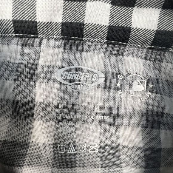 Pittsburg Pirates Pajamas Womens Medium Charcoal  Plaid Button Up Sleep Wear Top - Picture 13 of 16